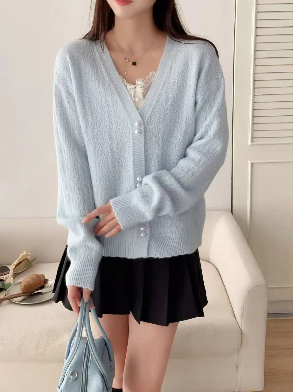 러블리 샤넬풍 니트 가디건 상세 이미지 2