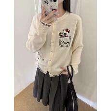 批发日韩卡通kitty猫针织开衫女百搭毛衣外套