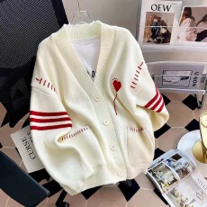 批发温柔慵懒风毛衣<b class='q'>外套女</b>春秋季宽松上衣2024新款高级感日系针织开衫