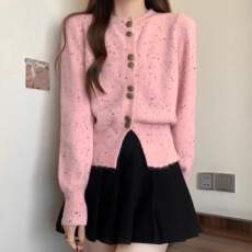 批发已出货法式高级感针织毛衣外套女秋冬新款温柔风开衫修身显瘦上衣