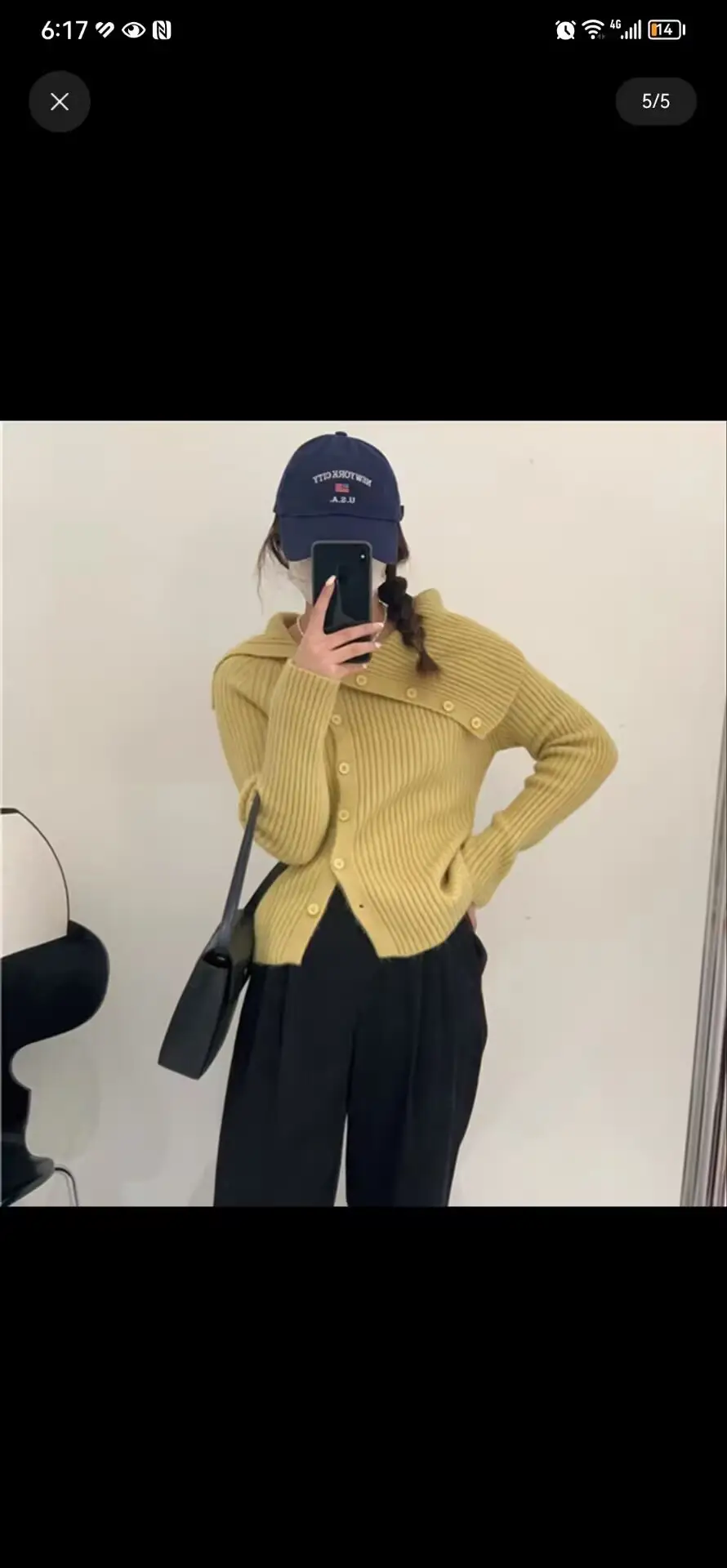 사이드 버튼 폴드 칼라 슬림 니트 상세 이미지 1