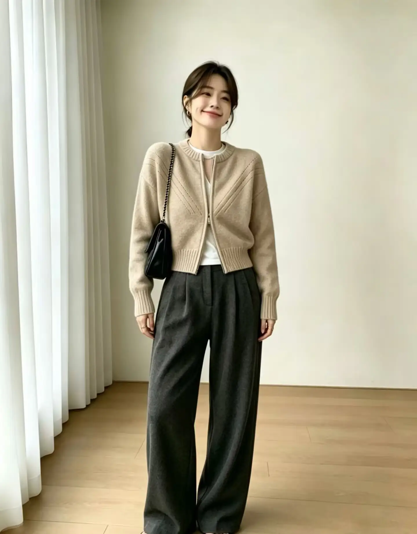 일본인기 레트로 루즈핏 지퍼 니트 가디건 상세 이미지 6