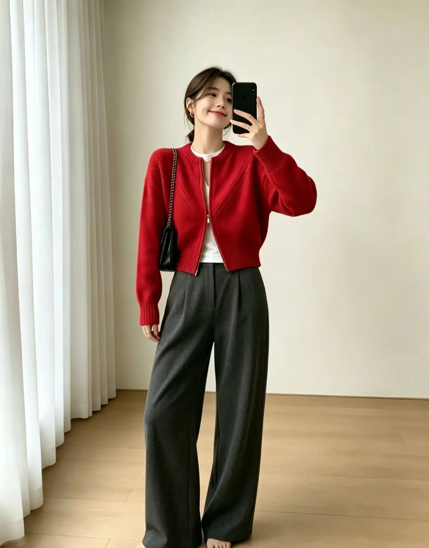일본인기 레트로 루즈핏 지퍼 니트 가디건 상세 이미지 7