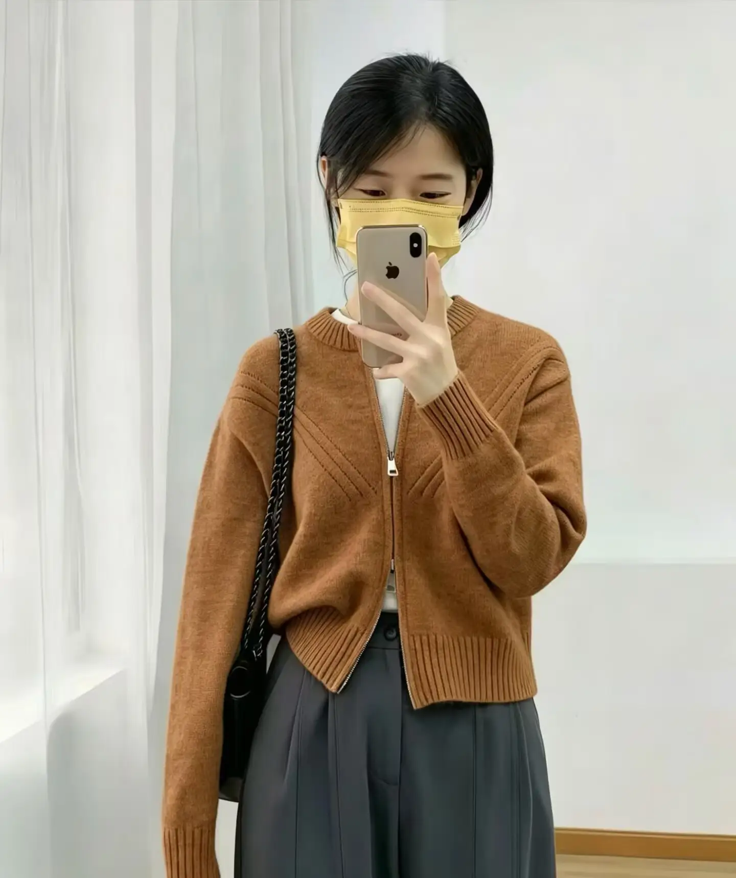 일본인기 레트로 루즈핏 지퍼 니트 가디건 상세 이미지 8