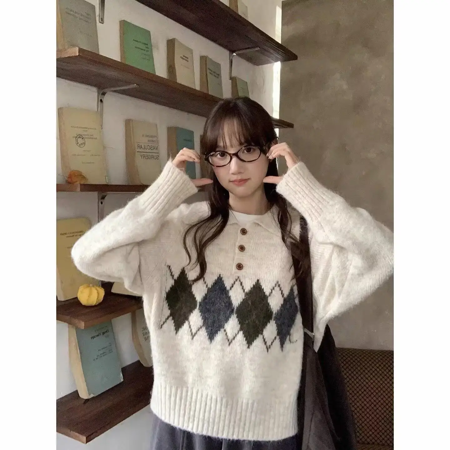 폴로 칼라 퀼팅 니트 상세 이미지 2