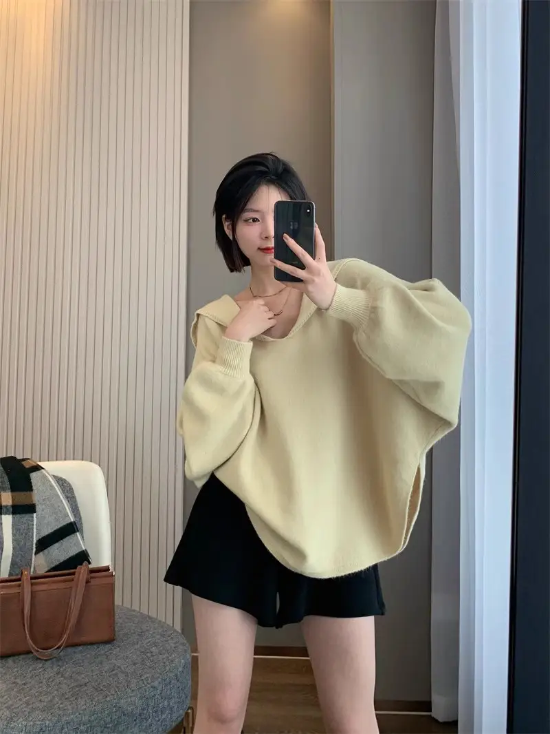 배트윙 퍼프소매 루즈핏 가디건 니트 상세 이미지 9