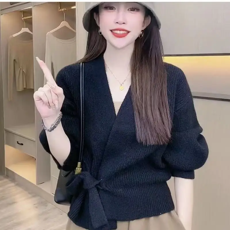 프렌치 레트로 끈 디테일 가디건 상세 이미지 5