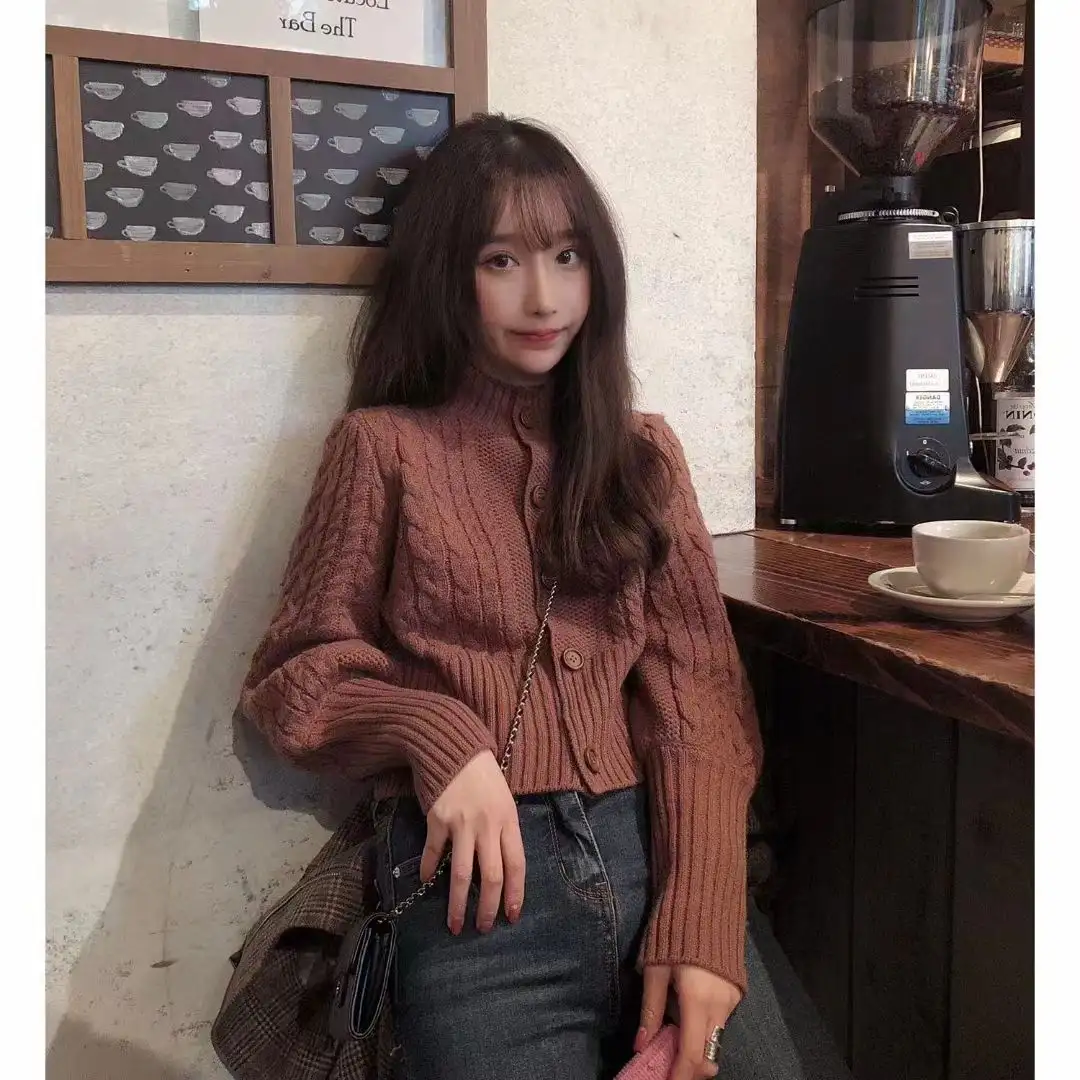 한국인기 양털 풍 니트 가디건 상세 이미지 1