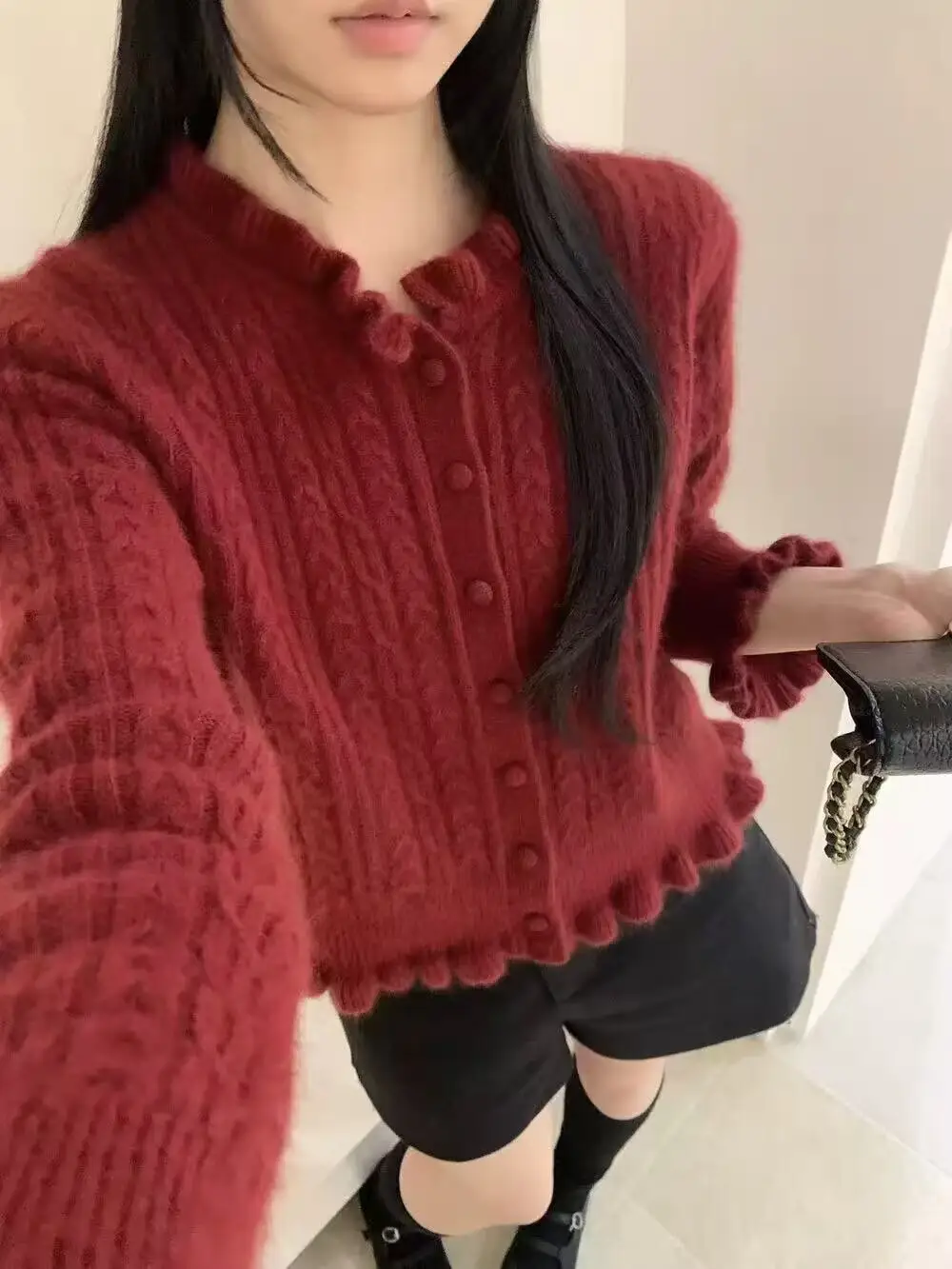 샤넬풍 라운드넥 울 가디건 상세 이미지 3