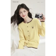 批发刺绣针织<b class='q'>开衫</b>女2026年新款早秋<b class='q'>外</b><b class='q'>搭</b><b class='q'>长袖</b>多巴胺打底上衣时尚薄外套