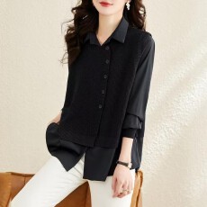 批发真两件<b class='q'>衬衫</b>女2026秋装新款宽松休闲早秋<b class='q'>衬衣</b><b class='q'>外套</b>洋气马甲长袖上衣