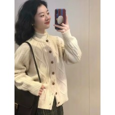批发麻花开衫毛衣<b class='q'>外套</b>女装秋冬新款设计感慵懒宽松<b class='q'>百搭</b>针织衫软糯上衣