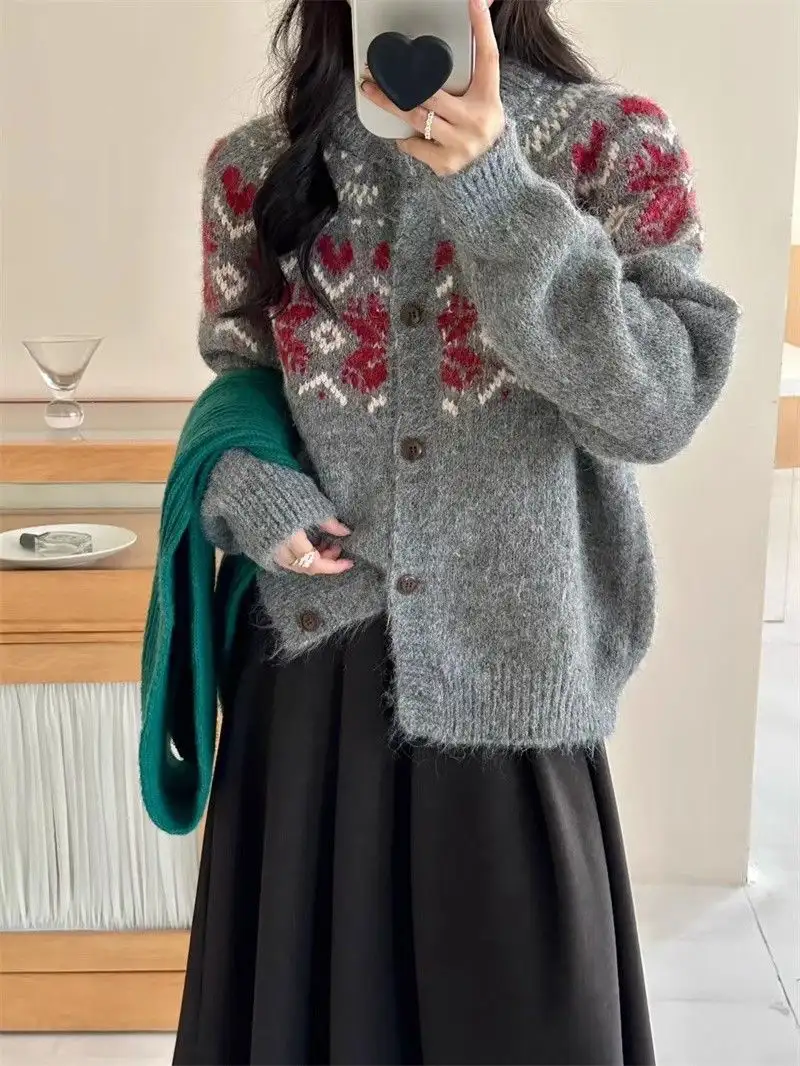 페어아일 자수 라운드넥 가디건 상세 이미지 1