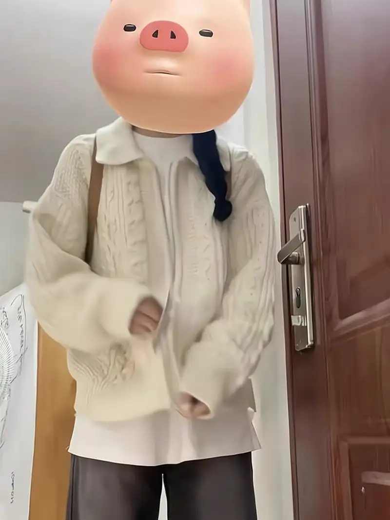 일본인기 레트로 꽈배기 폴드 칼라 가디건 상세 이미지 4