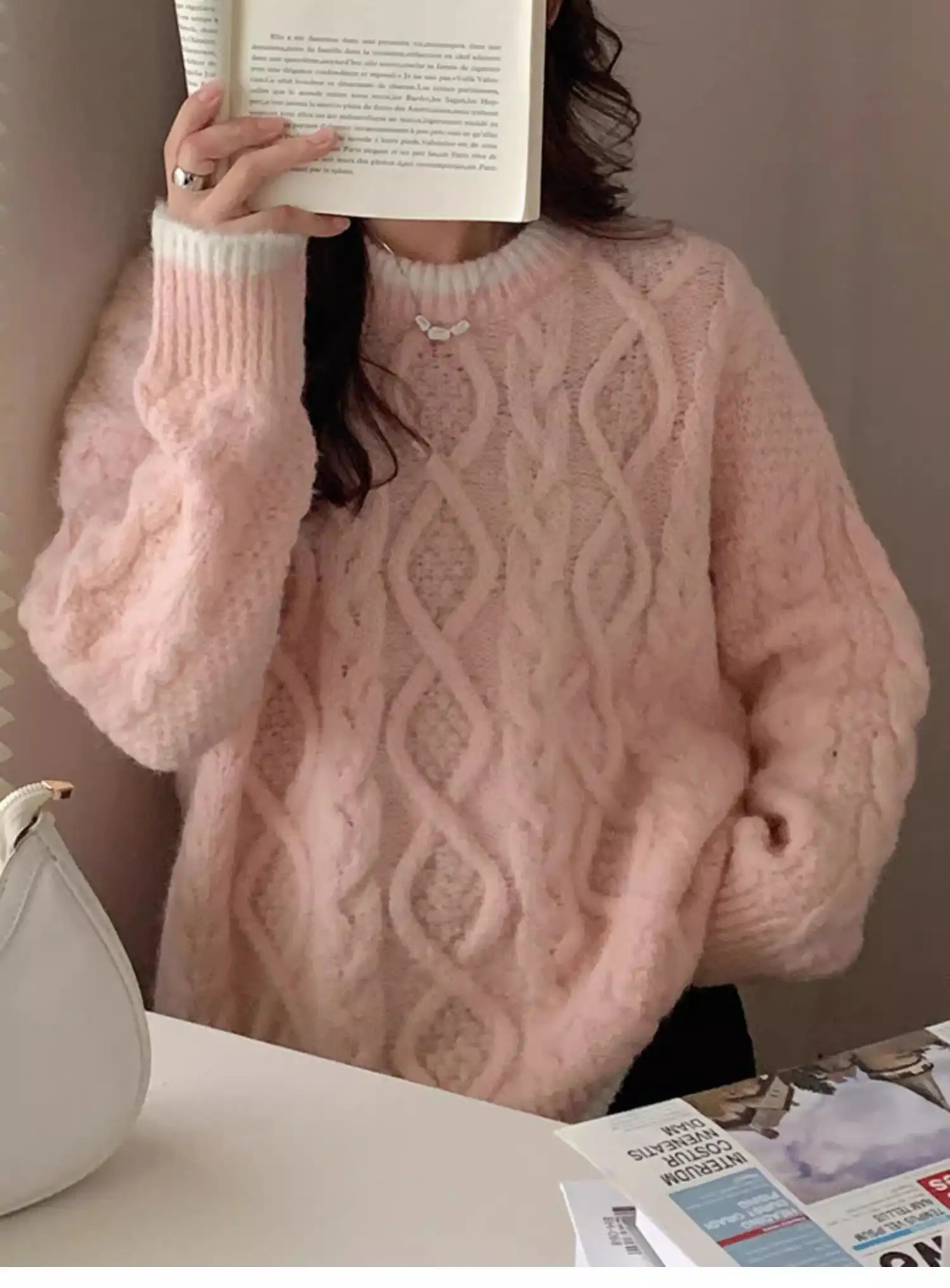 울 블루 크롭 꽈배기 가디건 상세 이미지 24