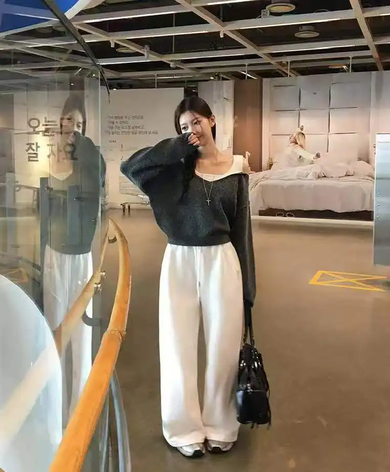 투톤 오프숄더 니트 상세 이미지 11