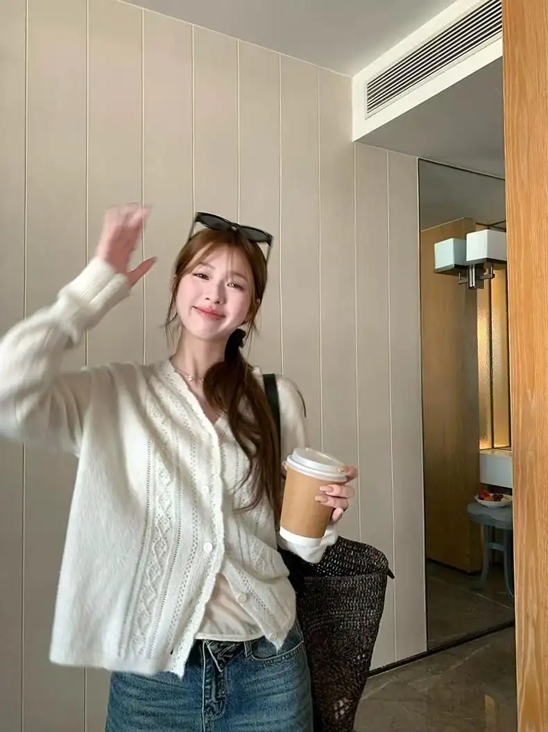 울 혼방 니트 가디건 상세 이미지 1
