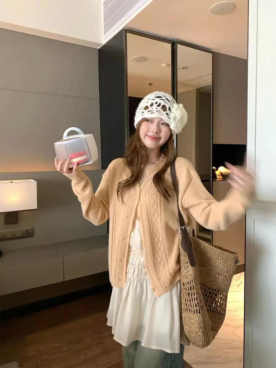 울 혼방 니트 가디건 상세 이미지 2