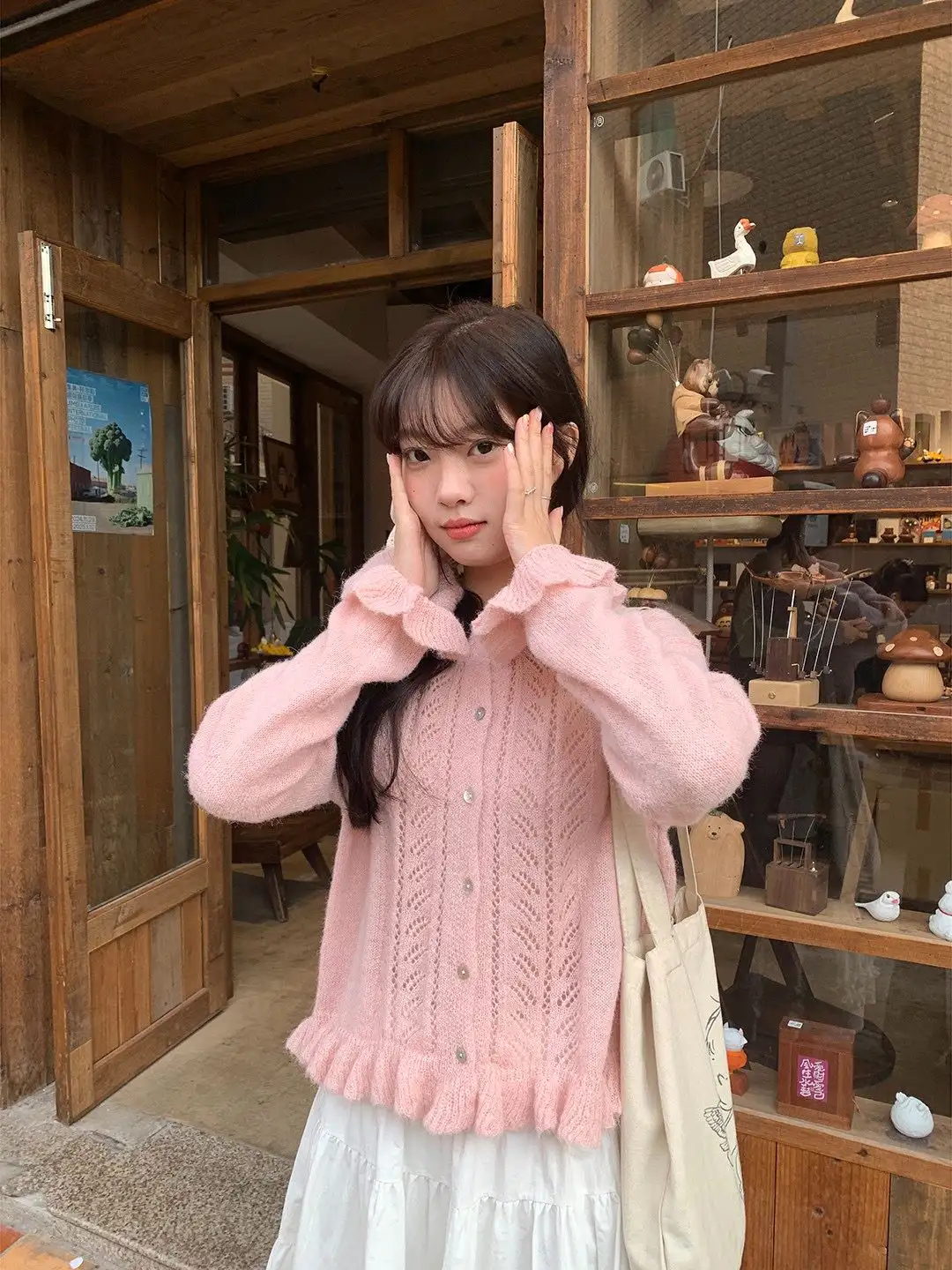 레이스 디테일 가디건 상세 이미지 1