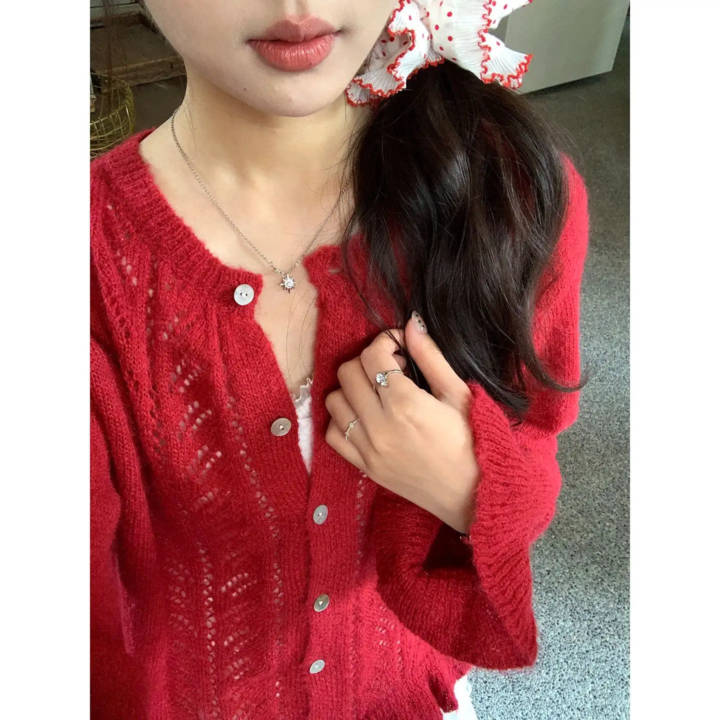 레이스 디테일 가디건 상세 이미지 8