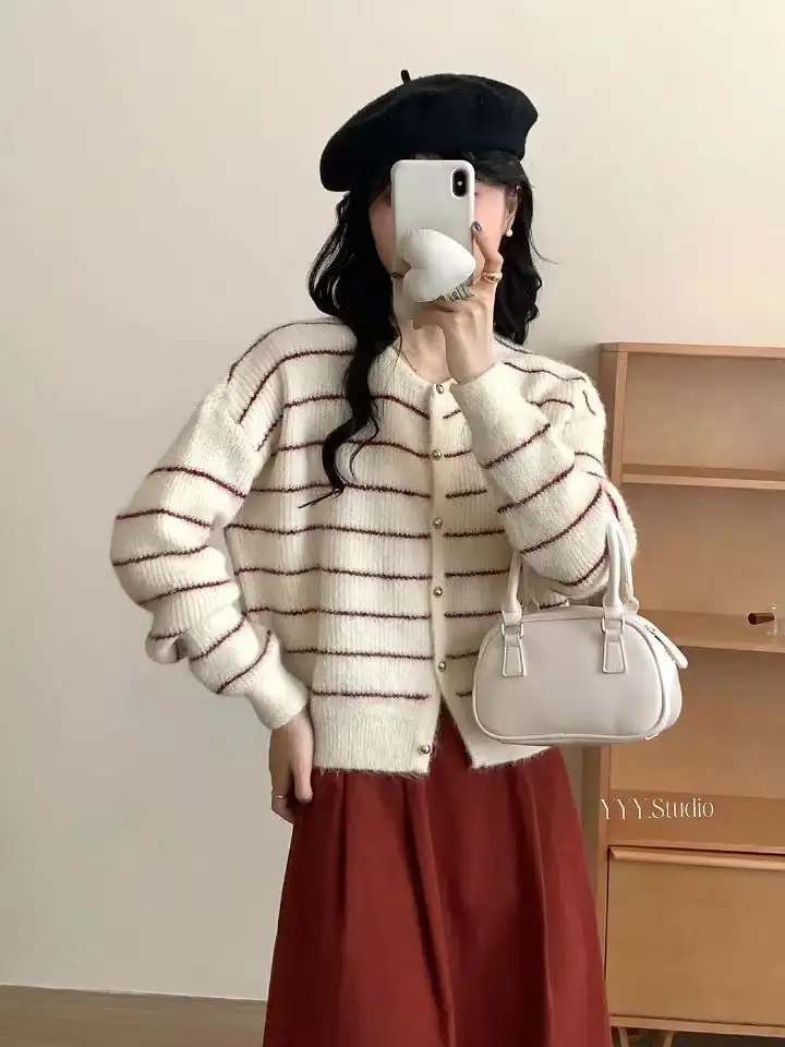 스트라이프 니트 가디건 상세 이미지 2