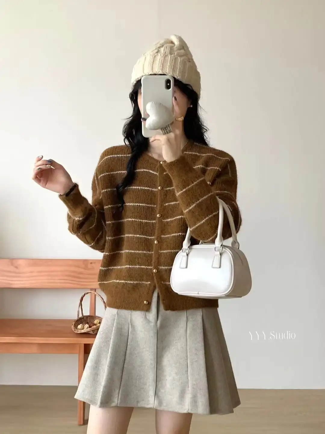 스트라이프 니트 가디건 상세 이미지 3