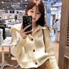 批发韩版温柔气质设计感高领针织开衫女秋<b class='q'>冬</b>新款宽松显瘦百搭毛衣外套