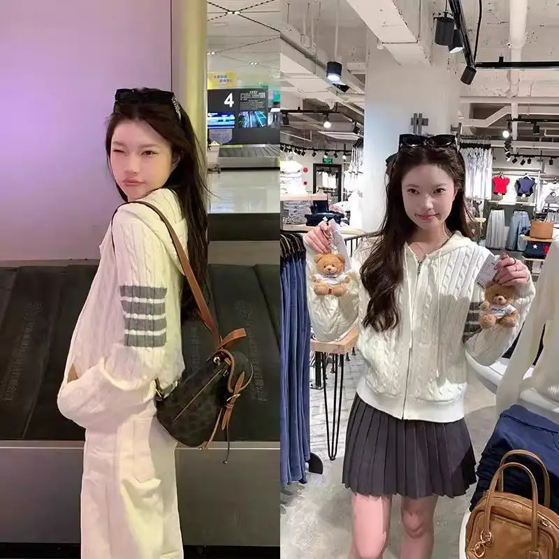한국인기 루즈핏 프레피 꽈배기 니트 가디건 상세 이미지 2