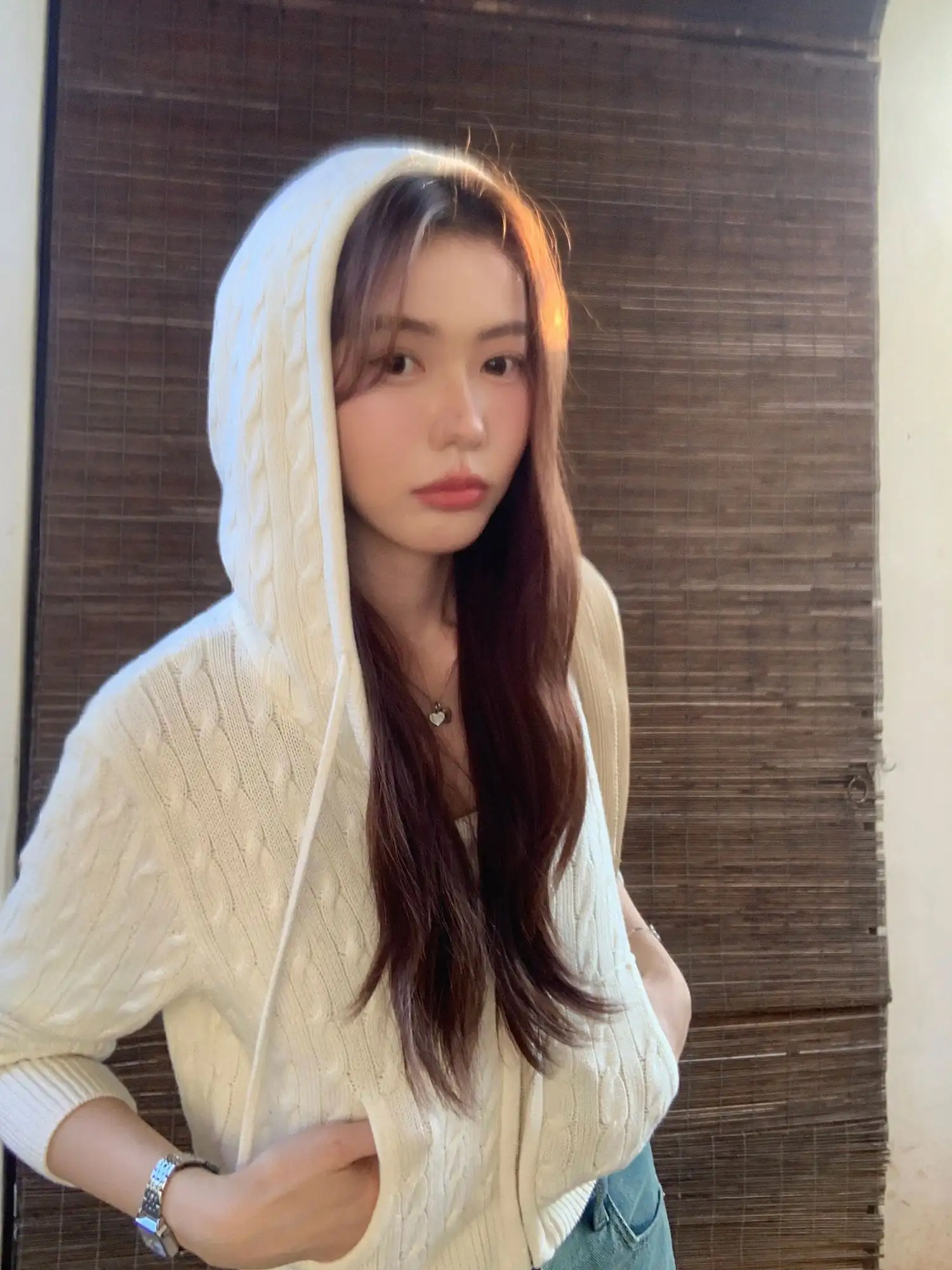 꽈배기 후드 가디건 상세 이미지 1