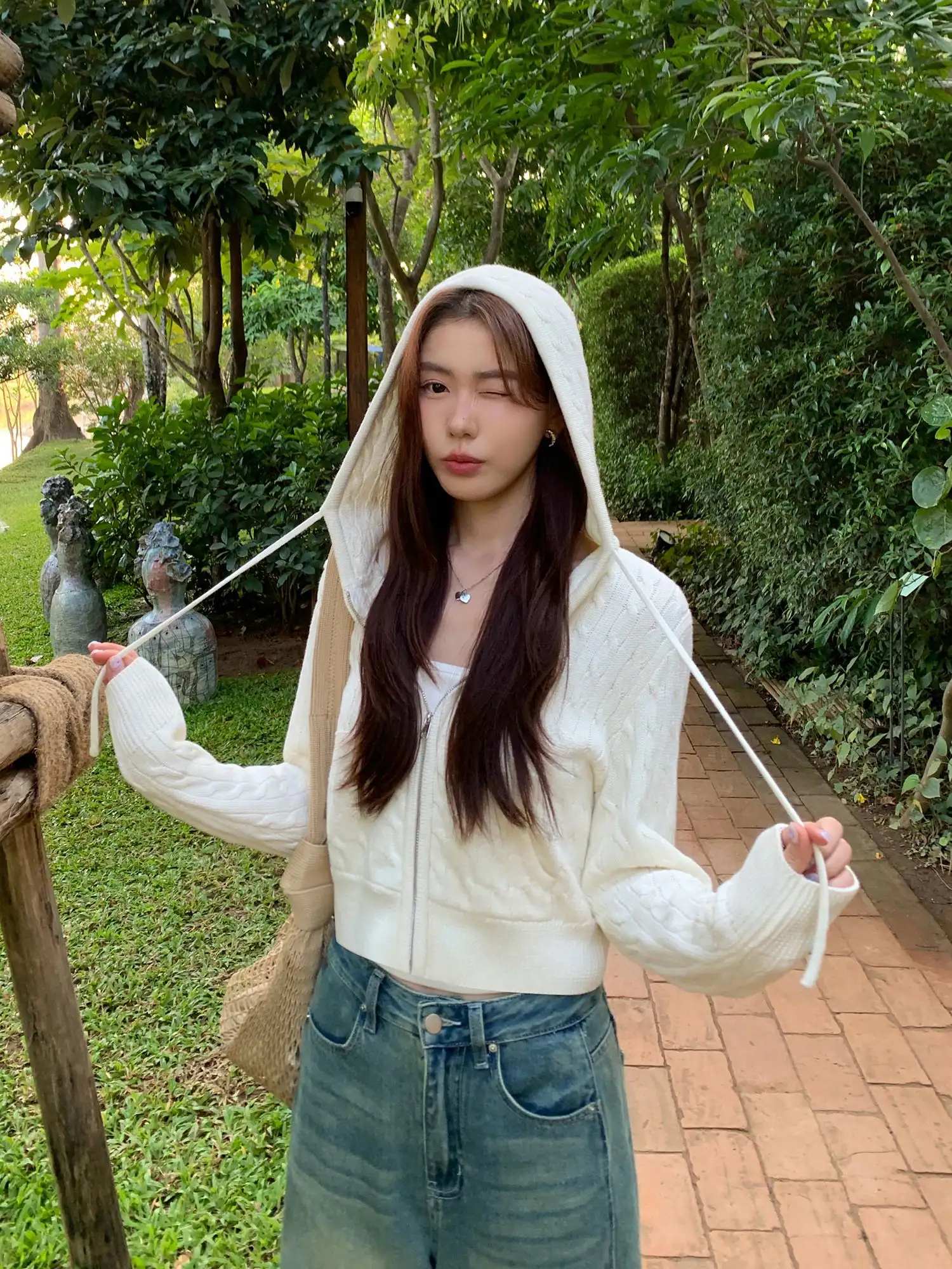 꽈배기 후드 가디건 상세 이미지 4