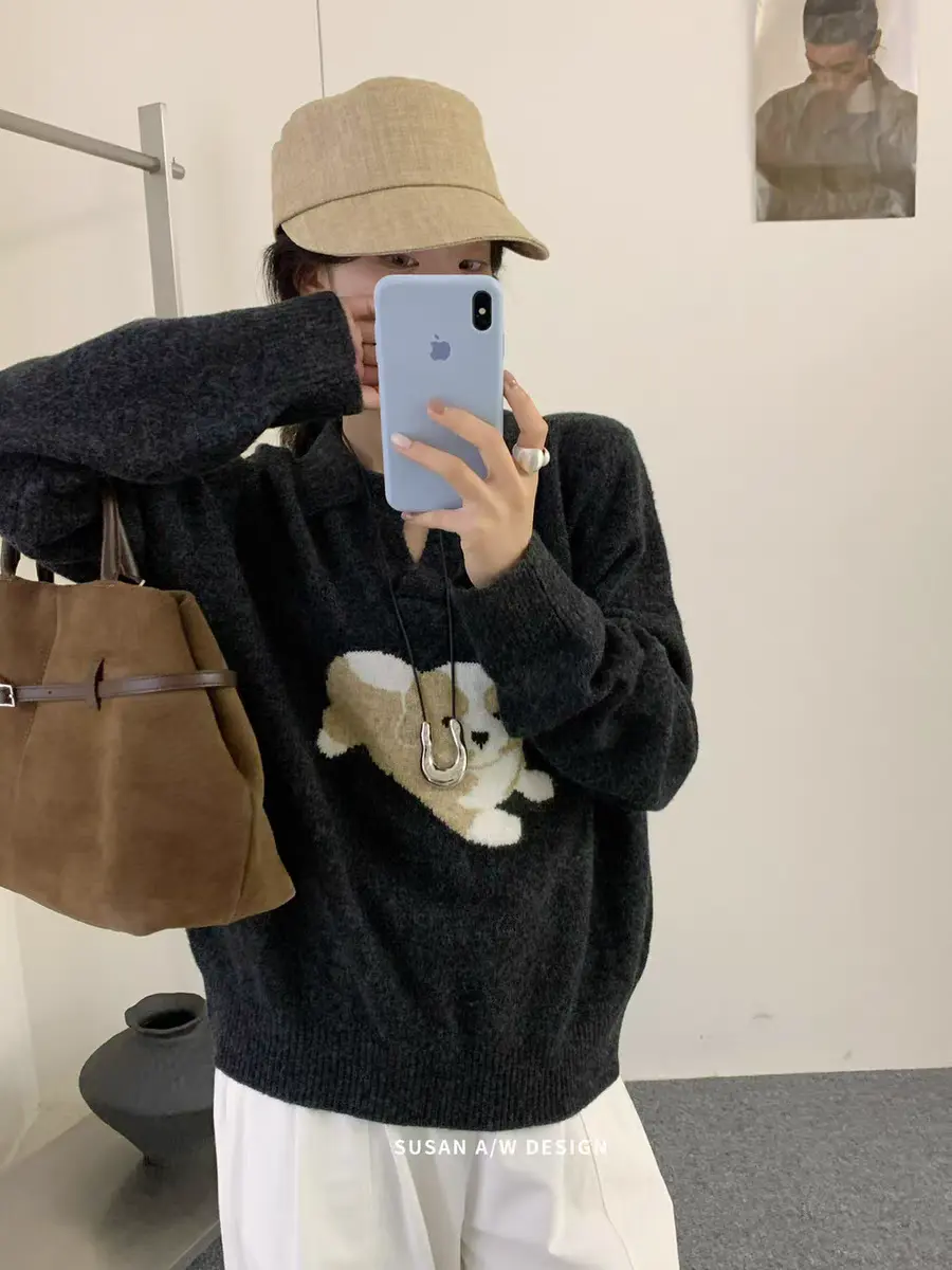 강아지 자카드 니트 가디건 상세 이미지 4