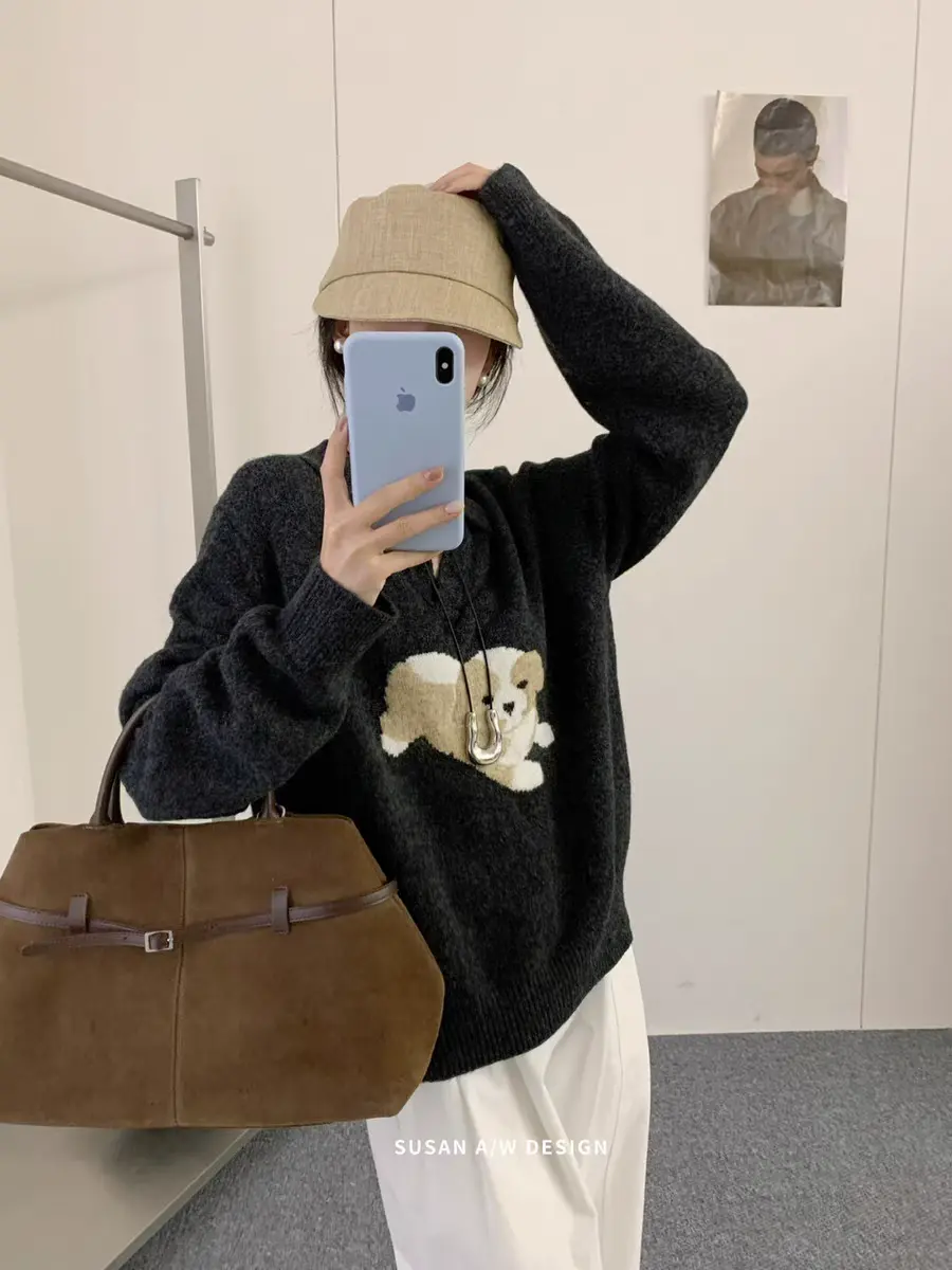 강아지 자카드 니트 가디건 상세 이미지 7