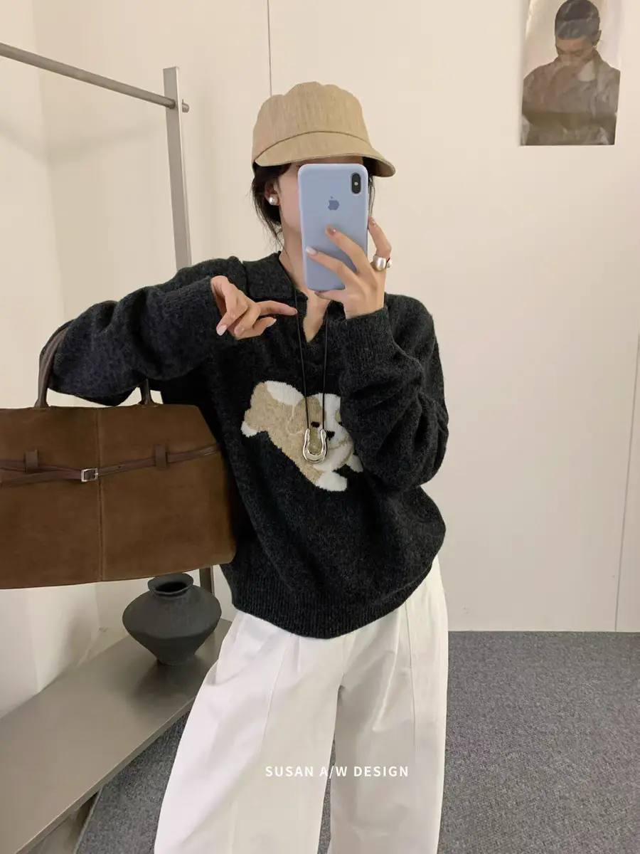 강아지 자카드 니트 가디건 상세 이미지 8
