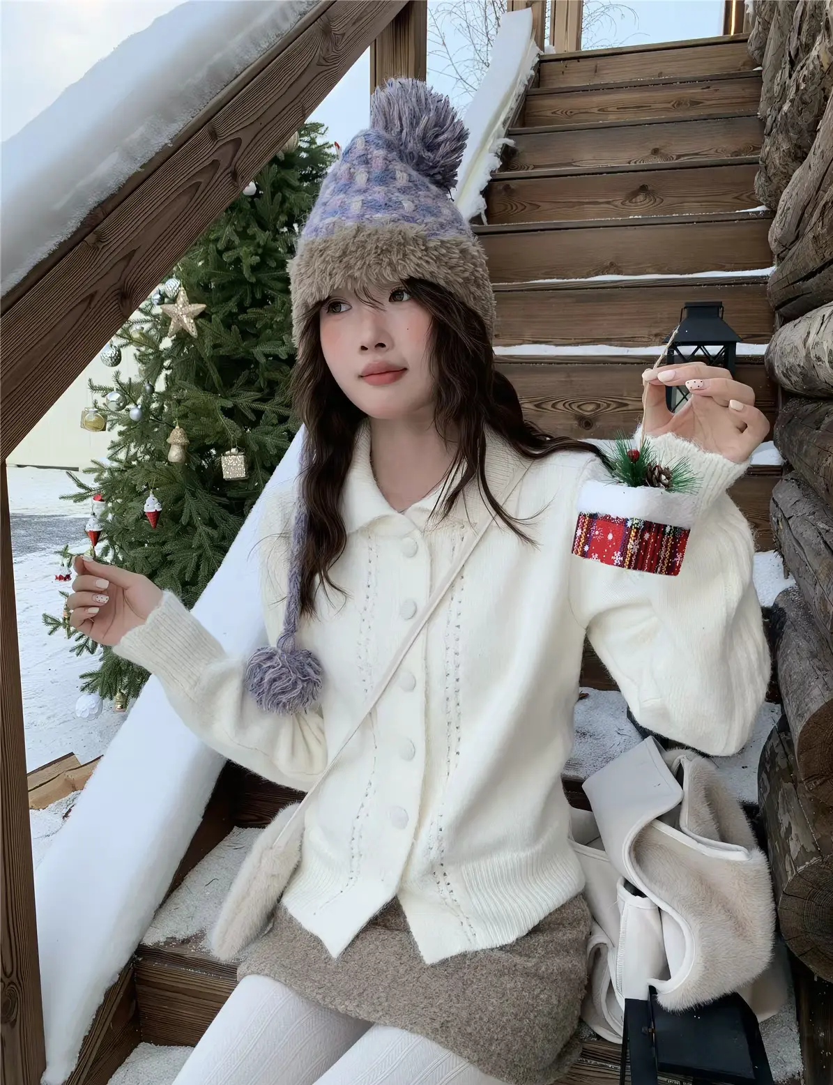 폴드 칼라 루즈핏 니트 가디건 상세 이미지 2