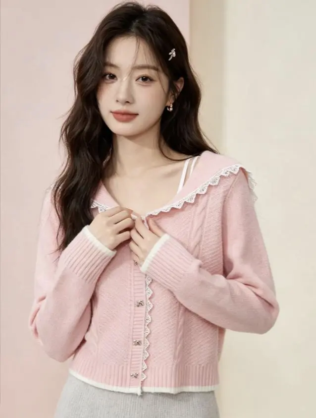 세일러 칼라 꽈배기 가디건 상세 이미지 4