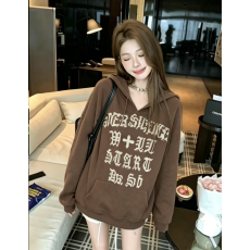 批发美式<b class='q'>街头</b>哥特风V领连帽毛衣男女ins潮宽松慵懒针织衫上衣
