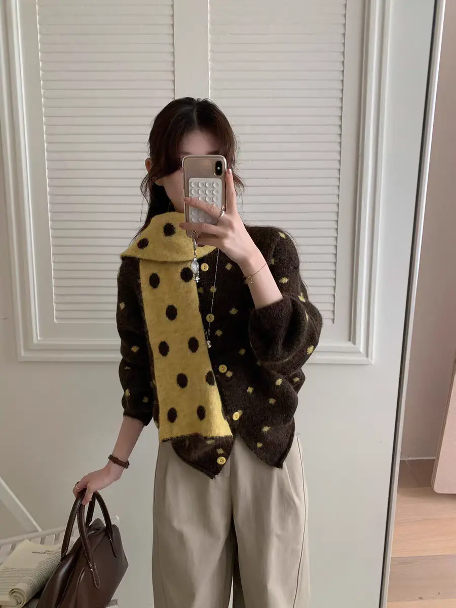 한국인기 루즈핏 도트 가디건 상세 이미지 19
