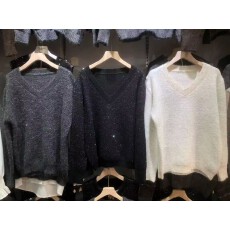 批发<b class='q'>大码</b><b class='q'>女装</b>2026早春新款高级感<b class='q'>韩版</b>设计感亮片V领宽松型针织衫