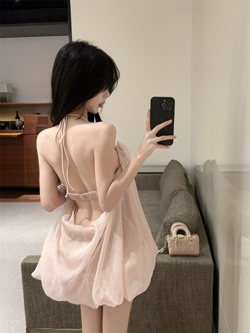 실사 정가 슈퍼 핫걸 행침 목 3 차원 꽃 튜브탑 망사 백리스 맨위 여성