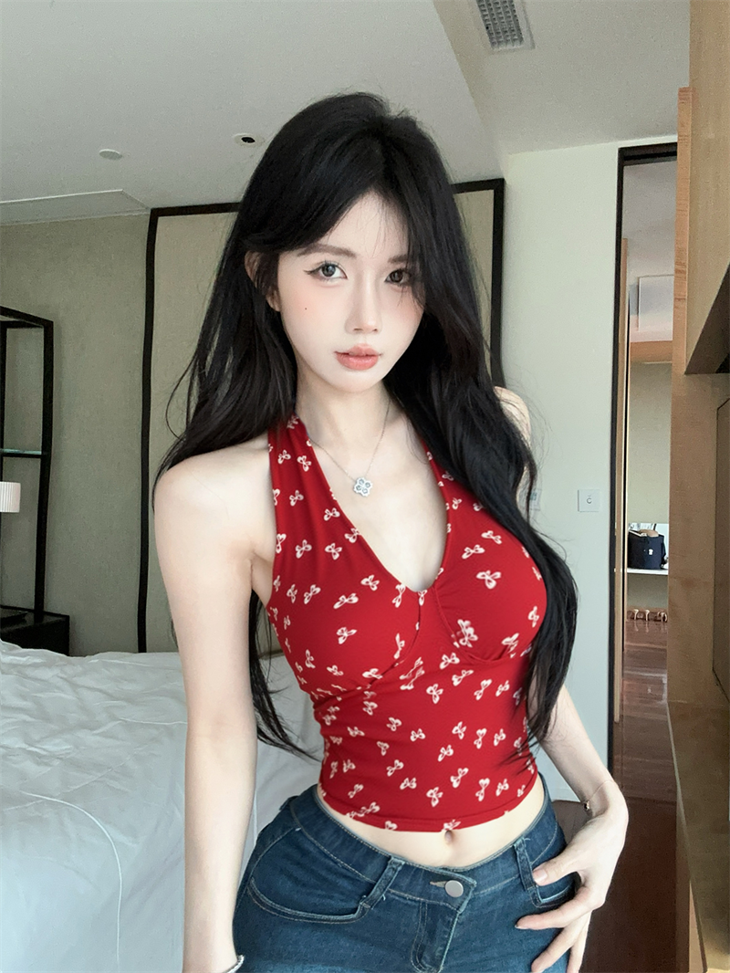 실사 정가 순수한 욕망 바람 핫걸 V넥 다용도 슬림해 보이는 캐미솔 있음 가슴 패드
