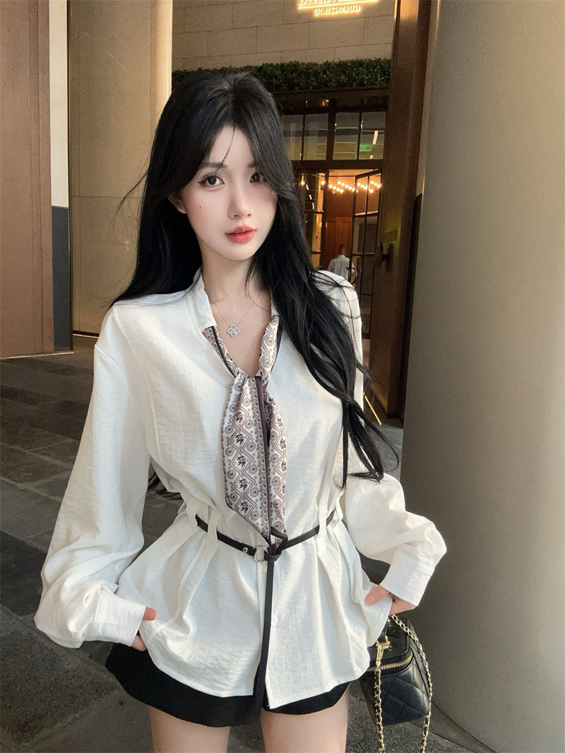 MY70054# 新款~高级洋气绑带收腰丝巾衬衫女配腰带女裝貨源服裝批發