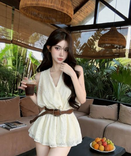 실사 새로운 레이스 행침 목 조끼 스커트 여성 벨트 포함