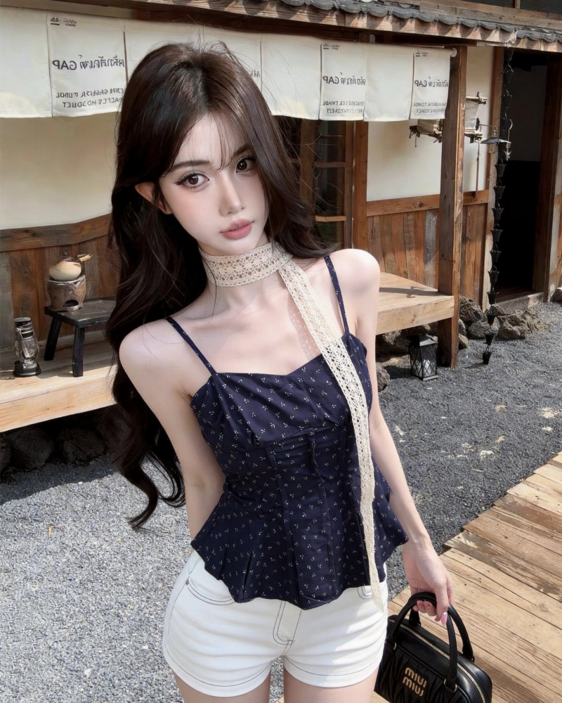 실사 새로운 핫걸 순수한 욕망 바람 리본 꽃무늬 핫걸 슬립 맨위 여성