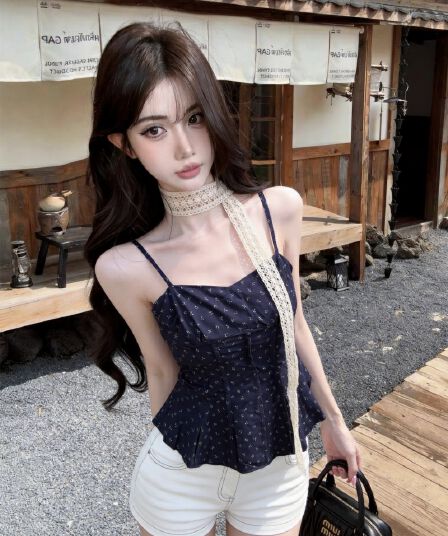 실사 새로운 핫걸 순수한 욕망 바람 리본 꽃무늬 핫걸 슬립 맨위 여성