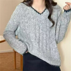 批发慵懒风软糯毛衣2025秋冬新款套头时尚宽松针织衫<b class='q'>韩版</b>洋气通勤气质
