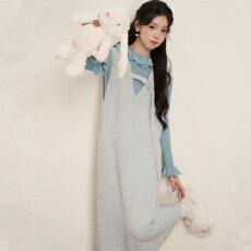 批发设计感小众针织衫背心<b class='q'>连衣裙</b>两件套女秋冬装学院风甜妹子毛衣套装