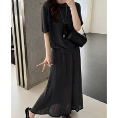 批发法式温柔风极简松弛感宽松套头针织衫两件套女春<b class='q'>夏</b>薄款长裙套装