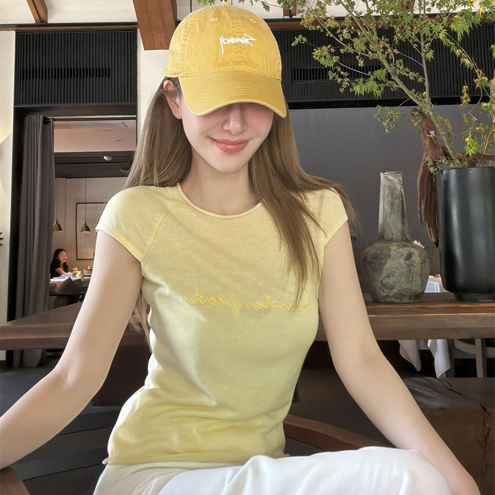 리 - 별 아마 주간 실크 아세트산 몸매 가꾸기 다용도 반팔 티셔츠 여성 여름 새로운 라운드 넥 인사이드 가져 가라. 만나는 맨위