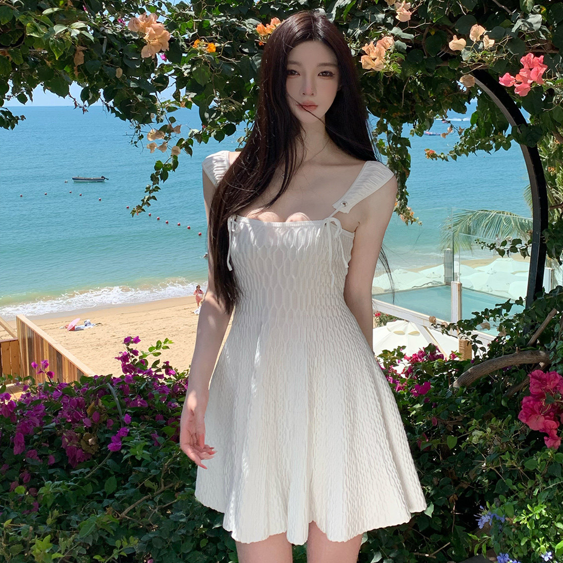 쑤 쑤 아 그는 당겨서 아름다움 질감 센스 순수한 욕망 바람 몸매 가꾸기 슬립 드레스 허리 수축 슬림해 보이는 한 마디 미니 스커트