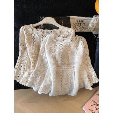 批发实拍慵懒风薄款防晒针织衫女2026夏季新款设计感罩衫镂空蕾丝衫